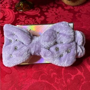 Purple plush Spa Headband with rhinestones